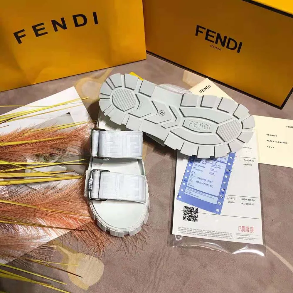 Fendi Sandals White Fabric Sandals for Women Fendi Sandals White Fabric Sandals for Women