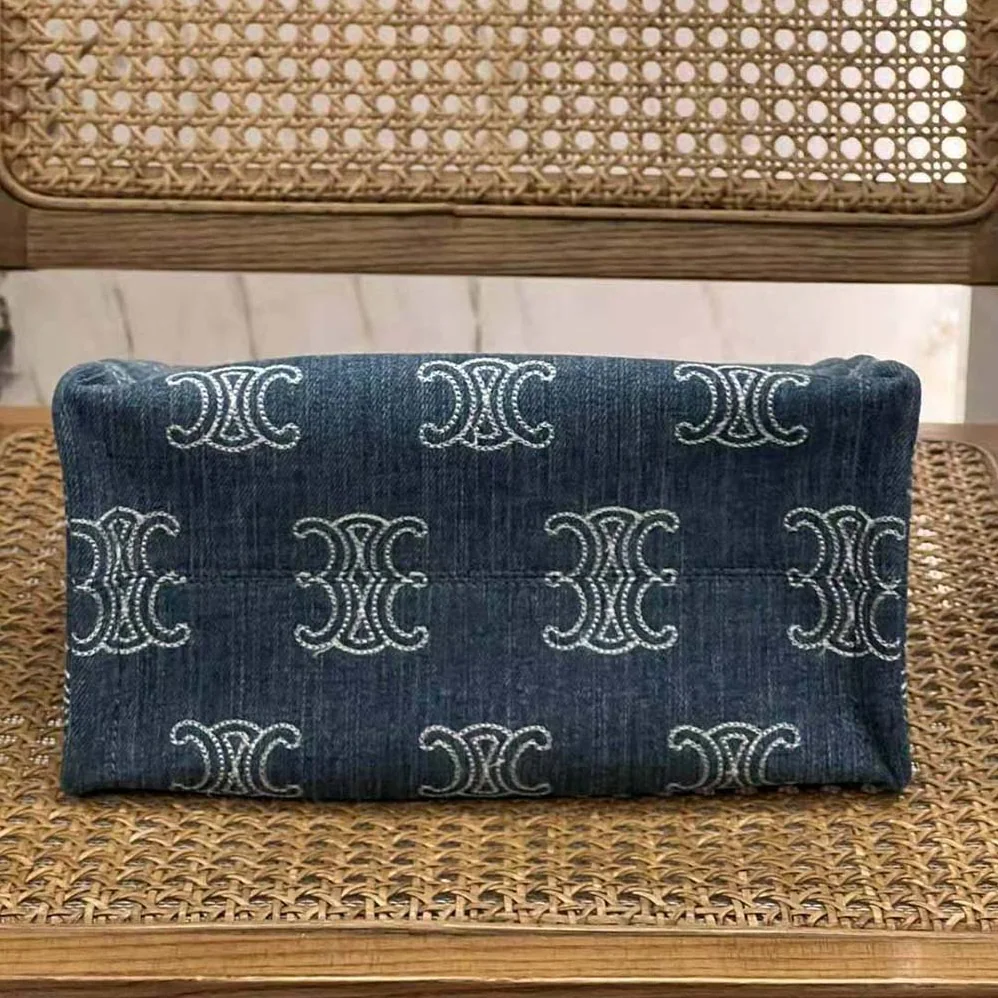 Celine Small Cabas Thais in Denim with Triomphe all for Women in over Embroidery and Calfskin Celine Small Cabas Thais in Denim with Triomphe all for Women in over Embroidery and Calfskin