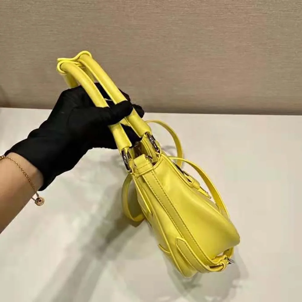 Prada Moon Re-Nylon and Leather Bag for Women in Yellow
