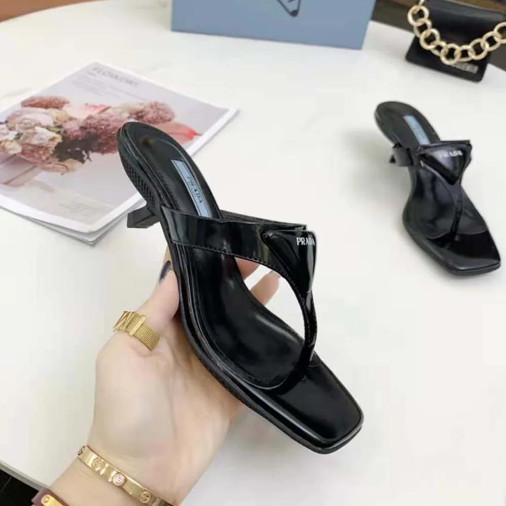 Prada Brushed Leather High for Women in heeled Thong Sandals Prada Brushed Leather High for Women in heeled Thong Sandals