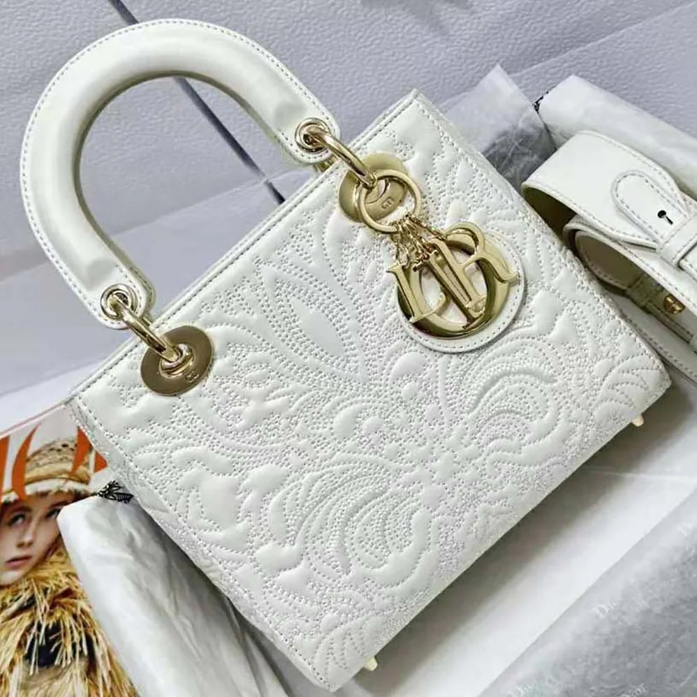 Dior Small Lady Dior my Abcdior Bag Latte Quilted-Effect Lambskin with Ornamental Motif for Women Dior Small Lady Dior my Abcdior Bag Latte Quilted-Effect Lambskin with Ornamental Motif for Women