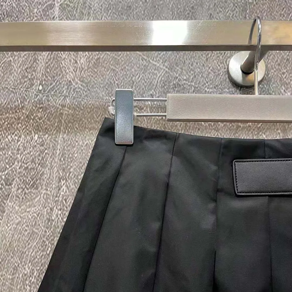Prada Gabardine Miniskirt with Enameled Metal Triangle Logo for Women