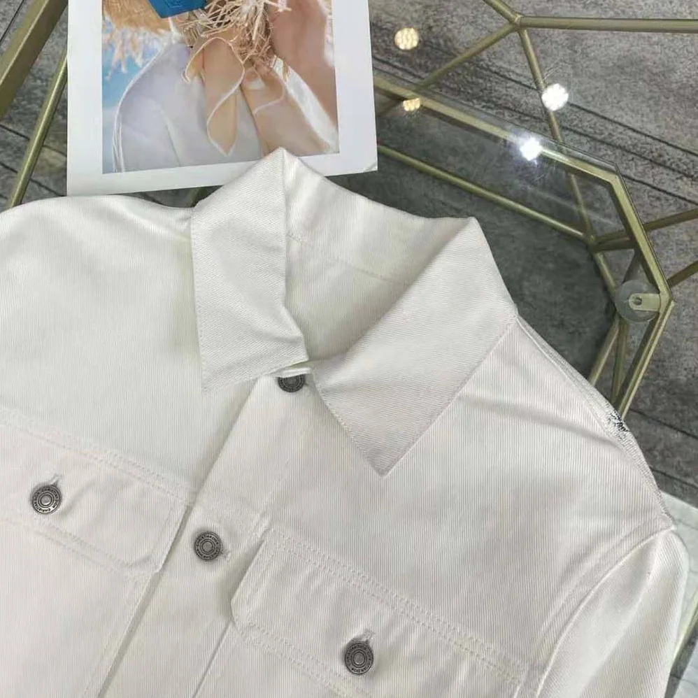 Dior Jacket White Cotton Denim with Blue Rêve D'Infini Motif for Women