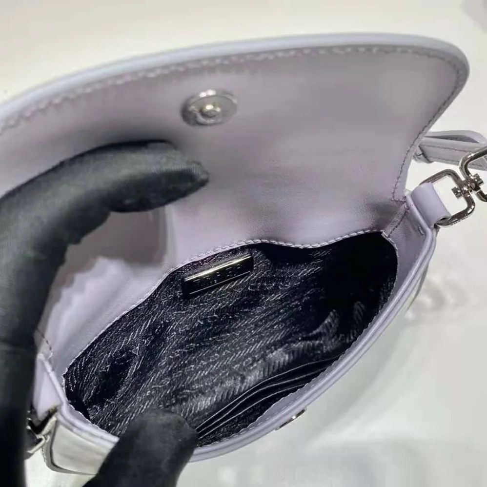 Prada Cleo Brushed Leather Mini Bag for Women in Purple Prada Cleo Brushed Leather Mini Bag for Women in Purple