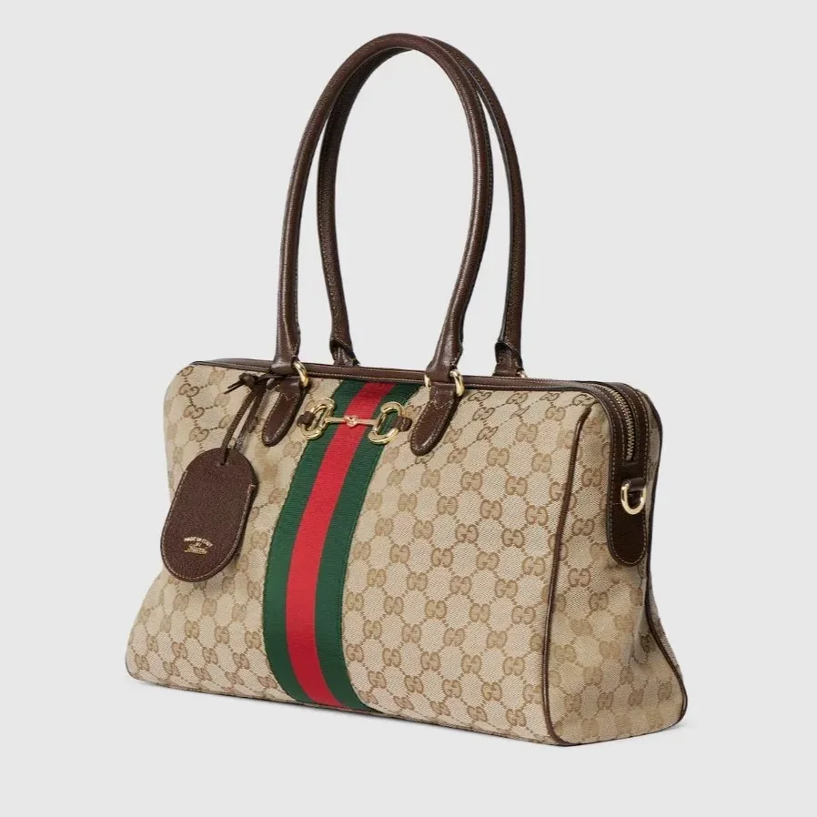 Gucci Borsetto Large Boston Shoulder Bag in Sand/ Brown Gold Hardware Gucci Borsetto Large Boston Shoulder Bag in Sand/ Brown Gold Hardware