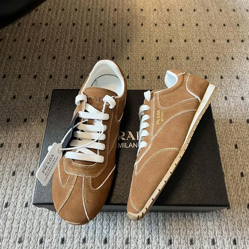 Prada Suede Sneakers with Leather Inserts for Unisex