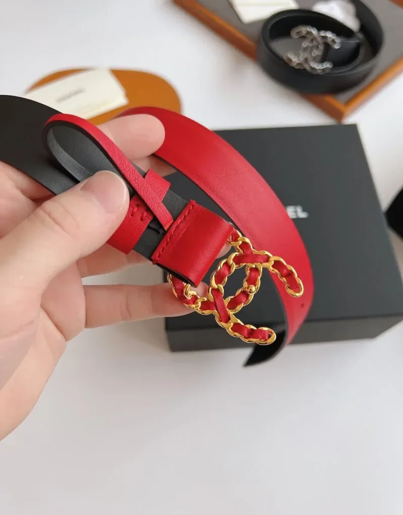 Chanel CC Chain Buckle Belt Red Chanel CC Chain Buckle Belt Red