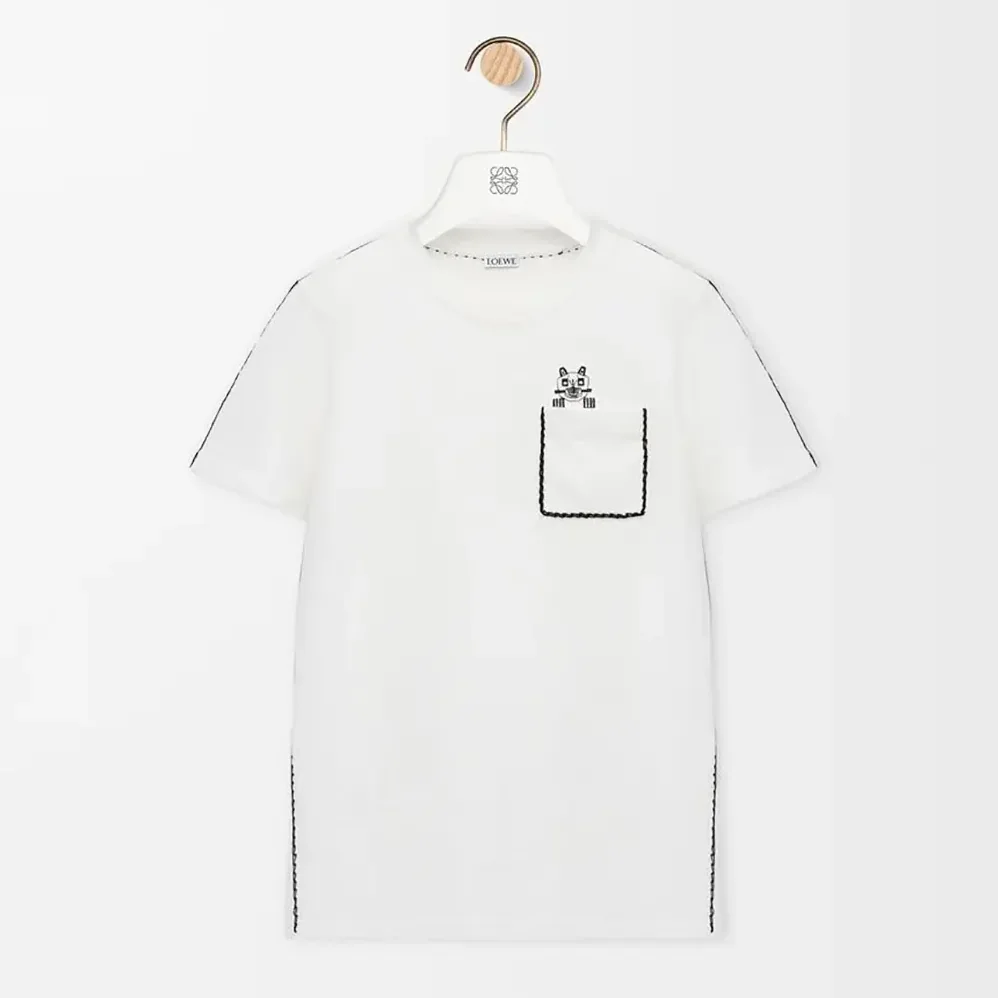 Loewe Regular Fit T-Shirt in Cotton for Women in White Loewe Regular Fit T-Shirt in Cotton for Women in White