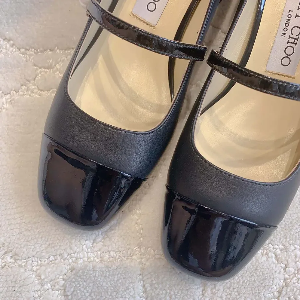 Jimmy Choo Elisa 45 Black Nappa and Patent Leather Pumps for Women Jimmy Choo Elisa 45 Black Nappa and Patent Leather Pumps for Women