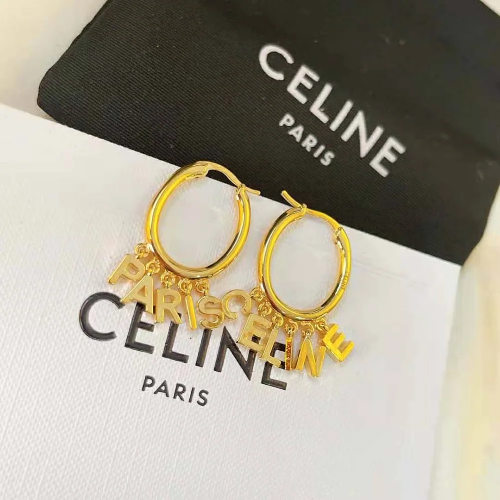 Celine Paris Hoops in Brass with Gold Finish for Women