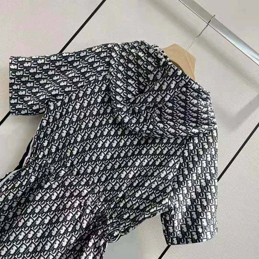 Dior Hooded Romper Blue Technical Taffeta Jacquard for Women