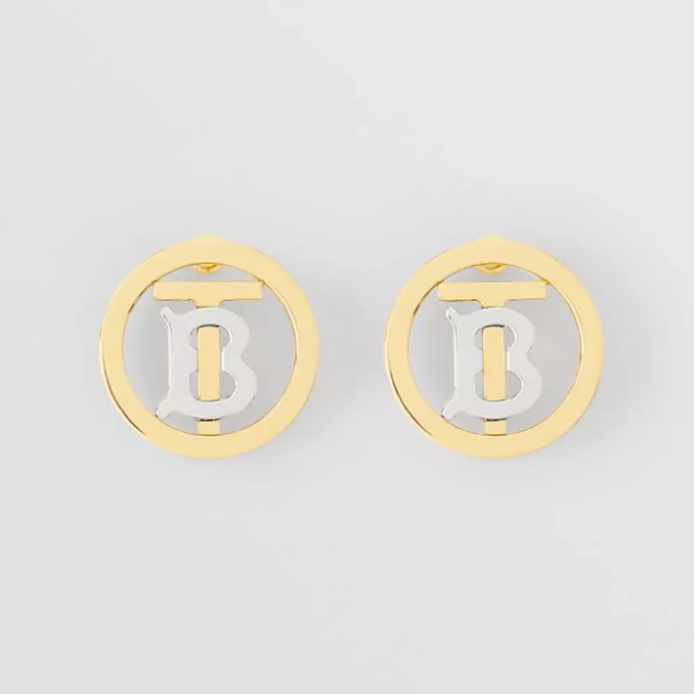 Burberry Gold and Palladium for Women in plated Monogram Motif Earrings Burberry Gold and Palladium for Women in plated Monogram Motif Earrings