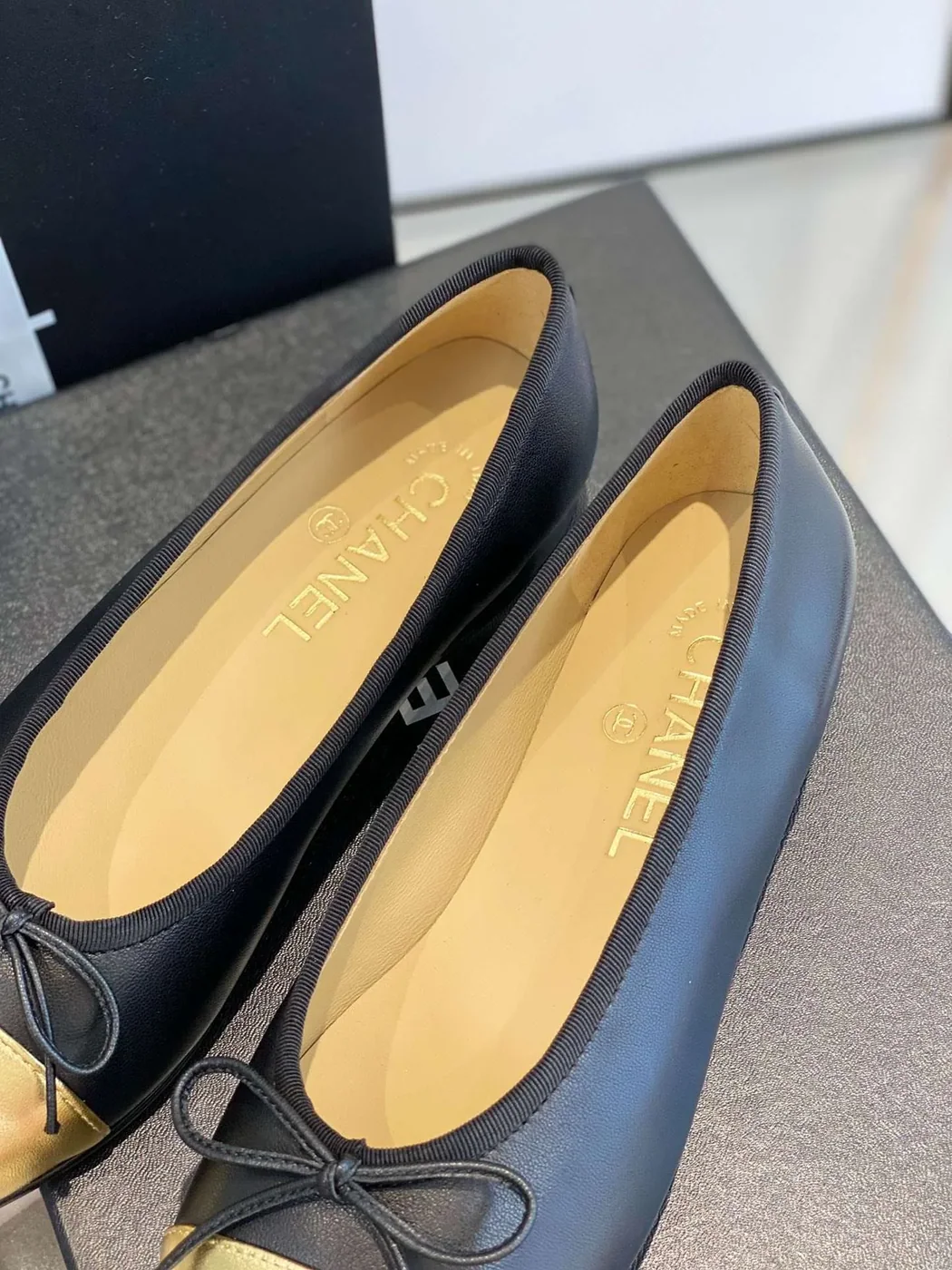 Chanel Ballet Flats Black in Gold Chanel Ballet Flats Black in Gold