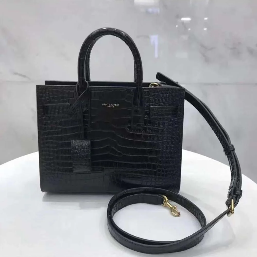 Saint Laurent YSL Sac De Jour Small in Matte Embossed Crocodile Leather for Women