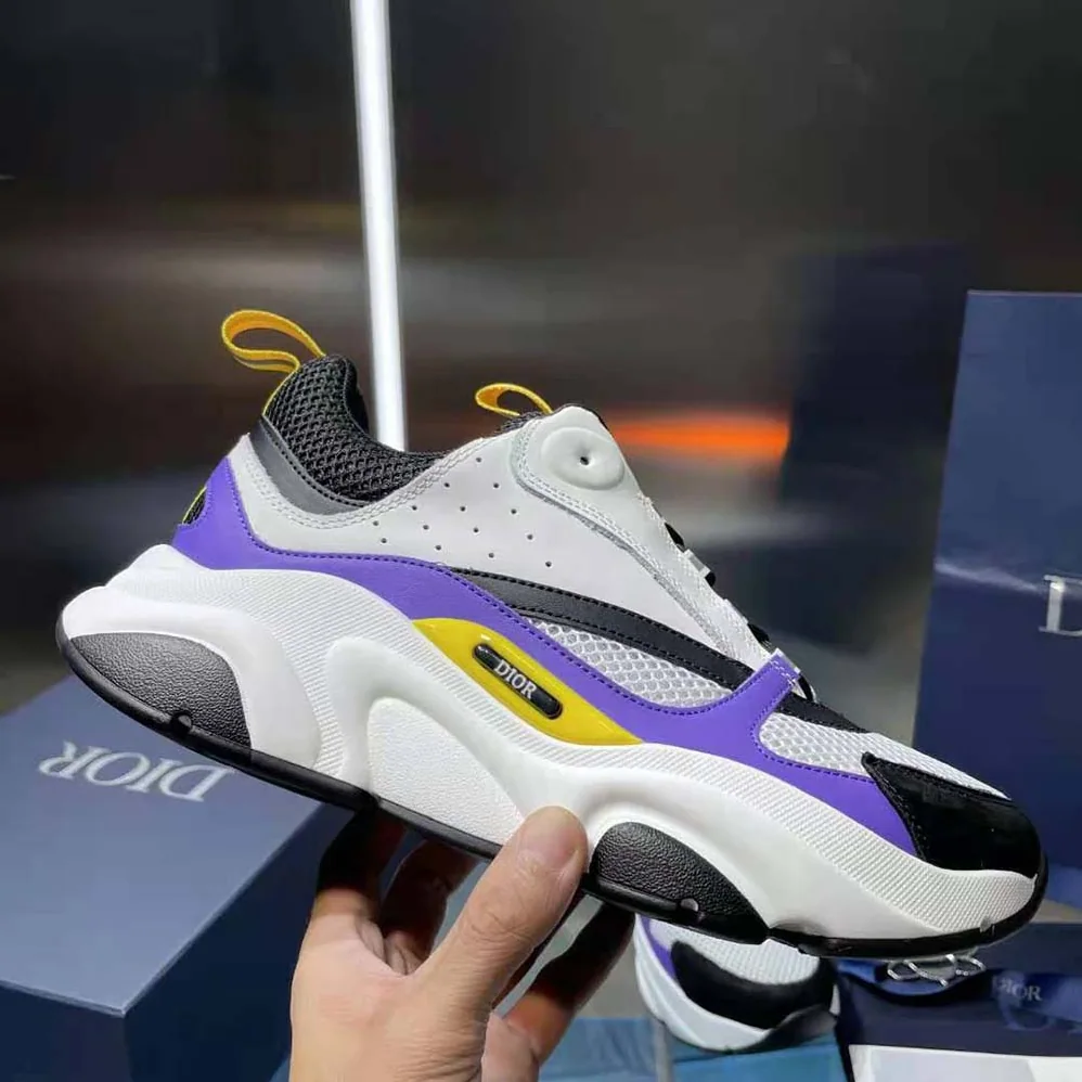 Dior B22 Sneaker Violet and White Calfskin with White and Black Technical Mesh for Men