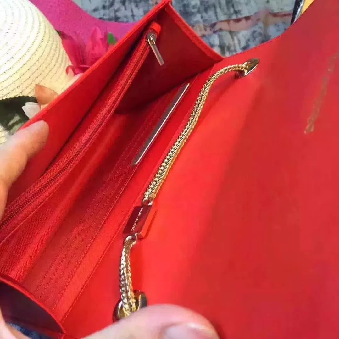 Saint Laurent YSL Medium Kate Tassel Chain Bag Calfskin Leather in Red