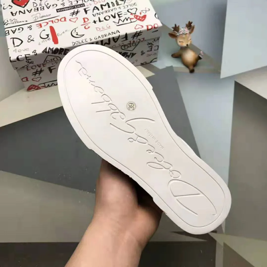 Dolce Gabbana D&G Printed Calfskin Portofino Sneakers in White for Men Dolce Gabbana D&G Printed Calfskin Portofino Sneakers in White for Men