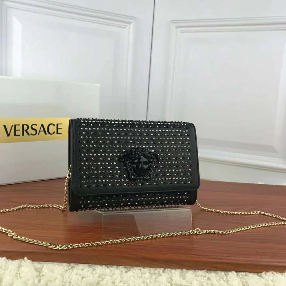 Versace Crystal Palazzo Evening Bag for Women in Black