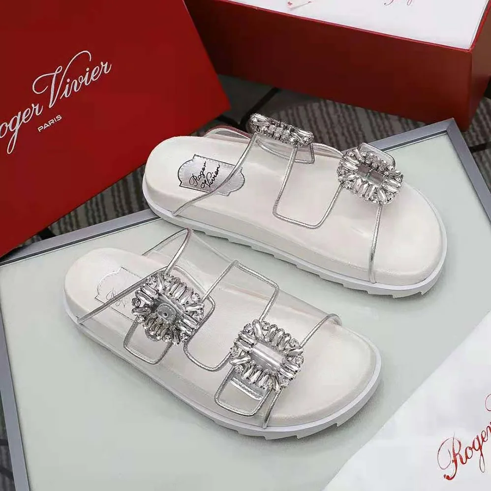 Roger Vivier Slidy Viv' Strass Buckle Mules in PVC for Women Roger Vivier Slidy Viv' Strass Buckle Mules in PVC for Women