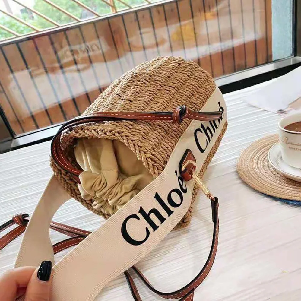 Chloe Small Woody Basket in Fair-trade Paper with the Woody Ribbon for Women Chloe Small Woody Basket in Fair-trade Paper with the Woody Ribbon for Women