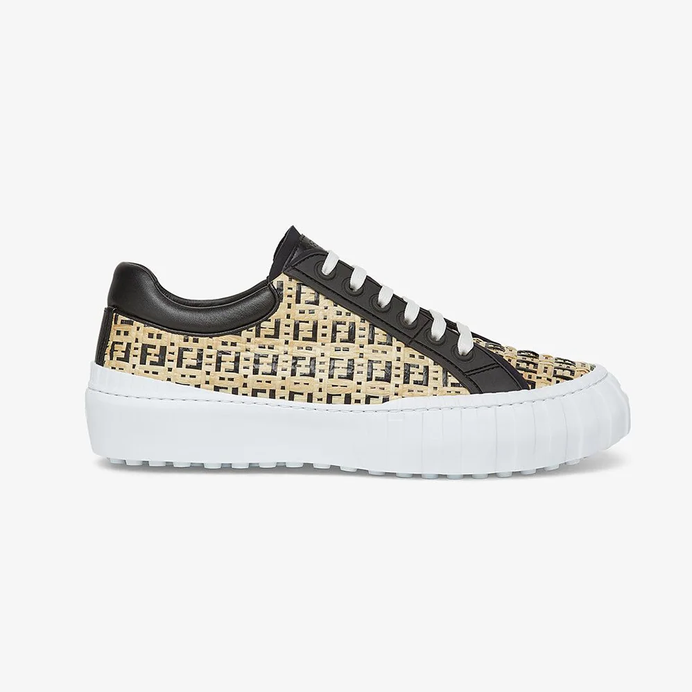 Fendi Sneakers Natural Raffia Low-Tops for Women in Beige