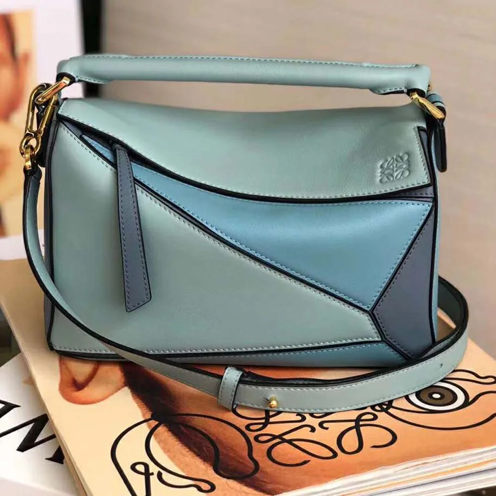 Loewe Puzzle Small Bag in Classic Calf Leather for Women in Blue