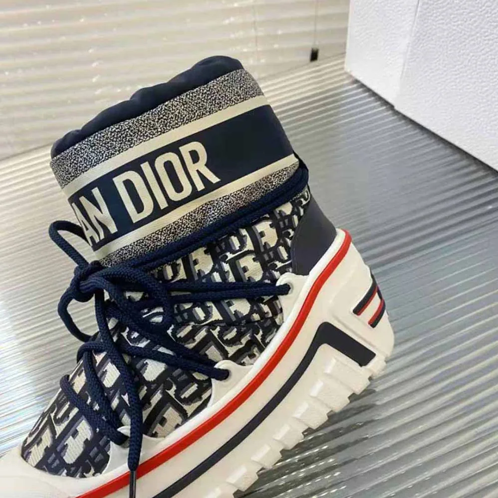 Dior Dioralps Snow Ankle Boot Deep Blue Dior Oblique Shiny Nylon for Women