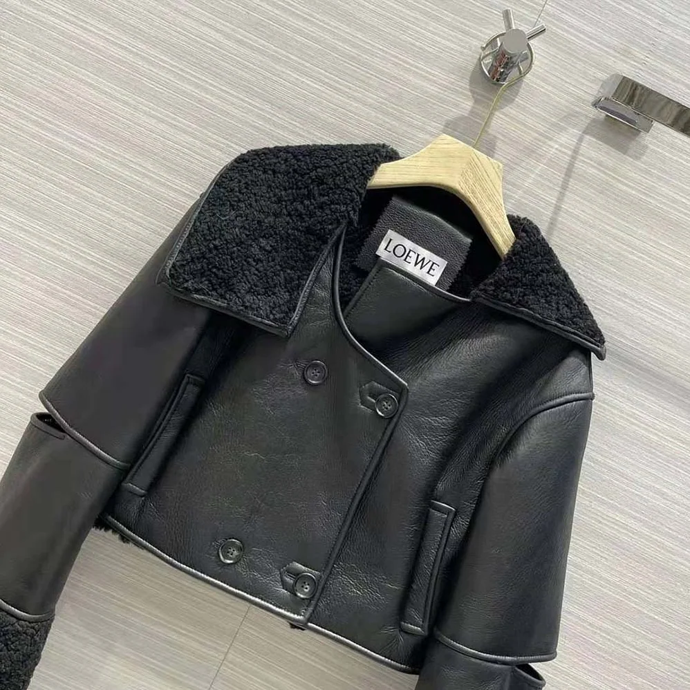 Loewe Deconstructed Jacket in Shearling for Women in Black Loewe Deconstructed Jacket in Shearling for Women in Black