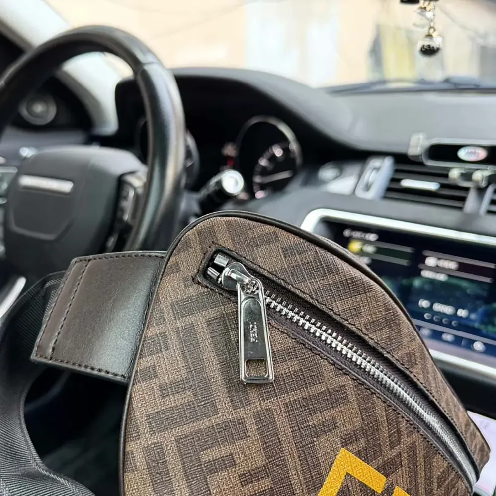 Fendi Diagonal Belt Bag Leather for Men in Yellow