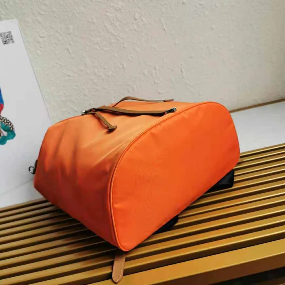 Prada Nylon and Saffiano Leather Backpack for Women in Orange Prada Nylon and Saffiano Leather Backpack for Women in Orange