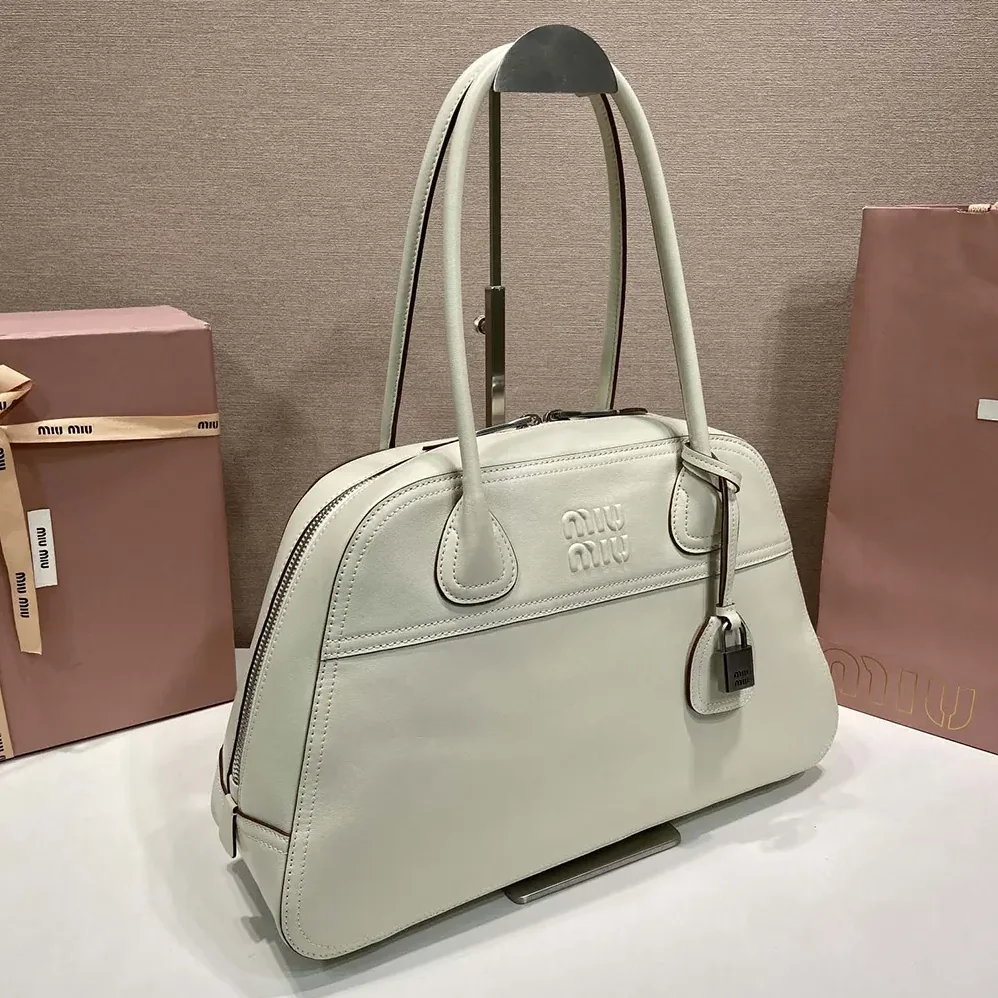 Miu Miu Vivant Leather Bag Chalk White for Women