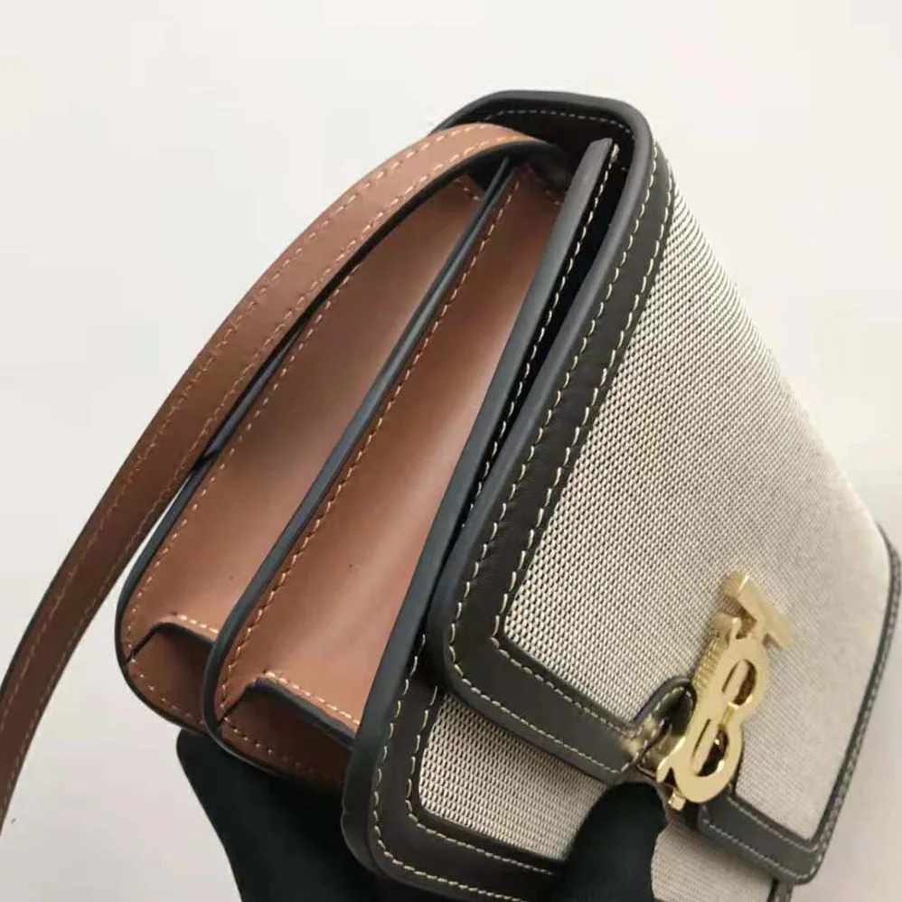 Burberry Small Tri-tone Canvas and Leather TB Bag for Women in Black Burberry Small Tri-tone Canvas and Leather TB Bag for Women in Black