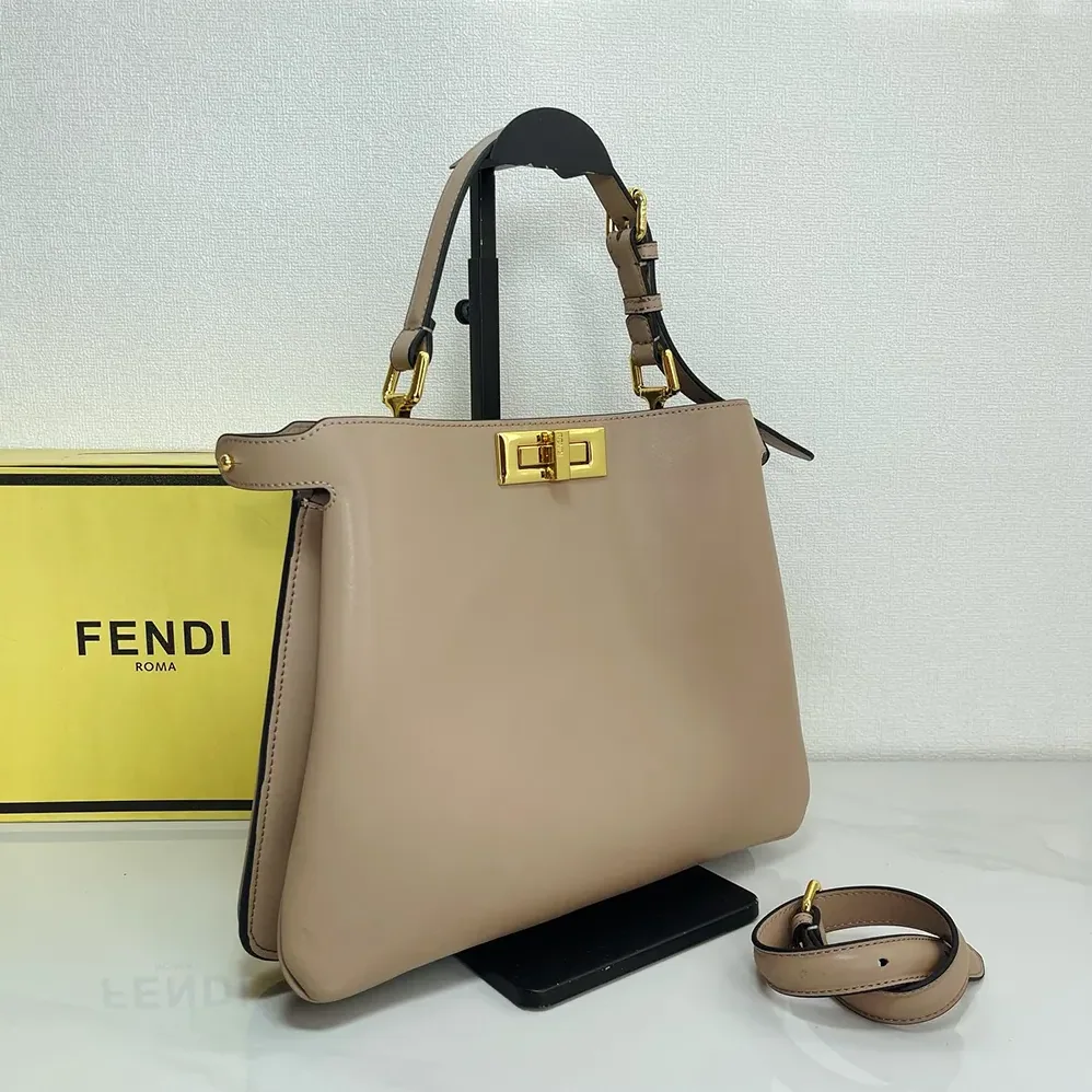 Fendi Peekaboo Soft Medium Dove Gray Leather Bag for Women