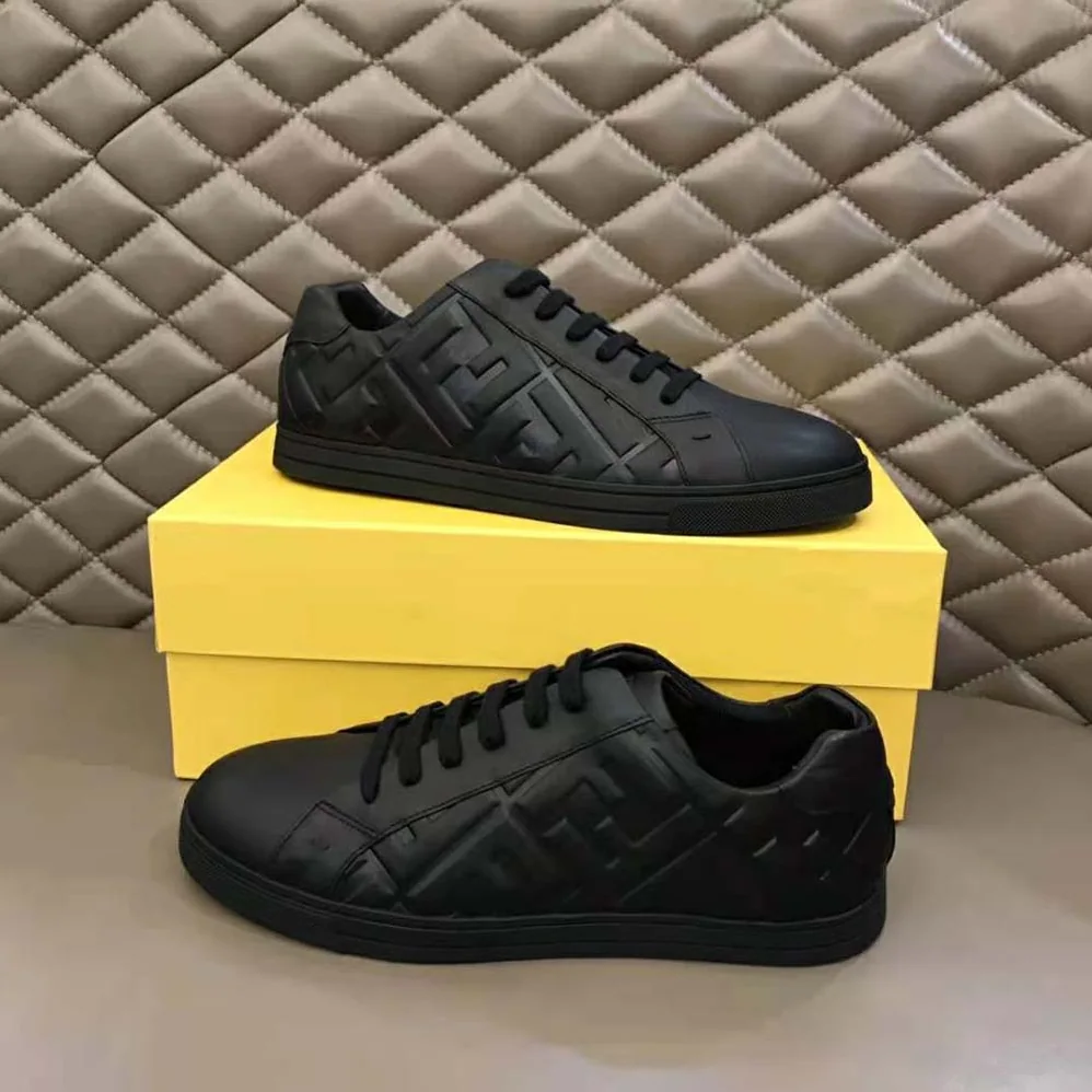 Fendi Black Nappa Leather Low-Tops with 3D Macro FF Motif for Men Fendi Black Nappa Leather Low-Tops with 3D Macro FF Motif for Men