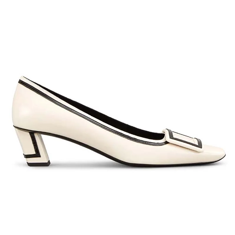 Roger Vivier Belle Vivier Graphic Pumps 45mm Heel White for Women Roger Vivier Belle Vivier Graphic Pumps 45mm Heel White for Women