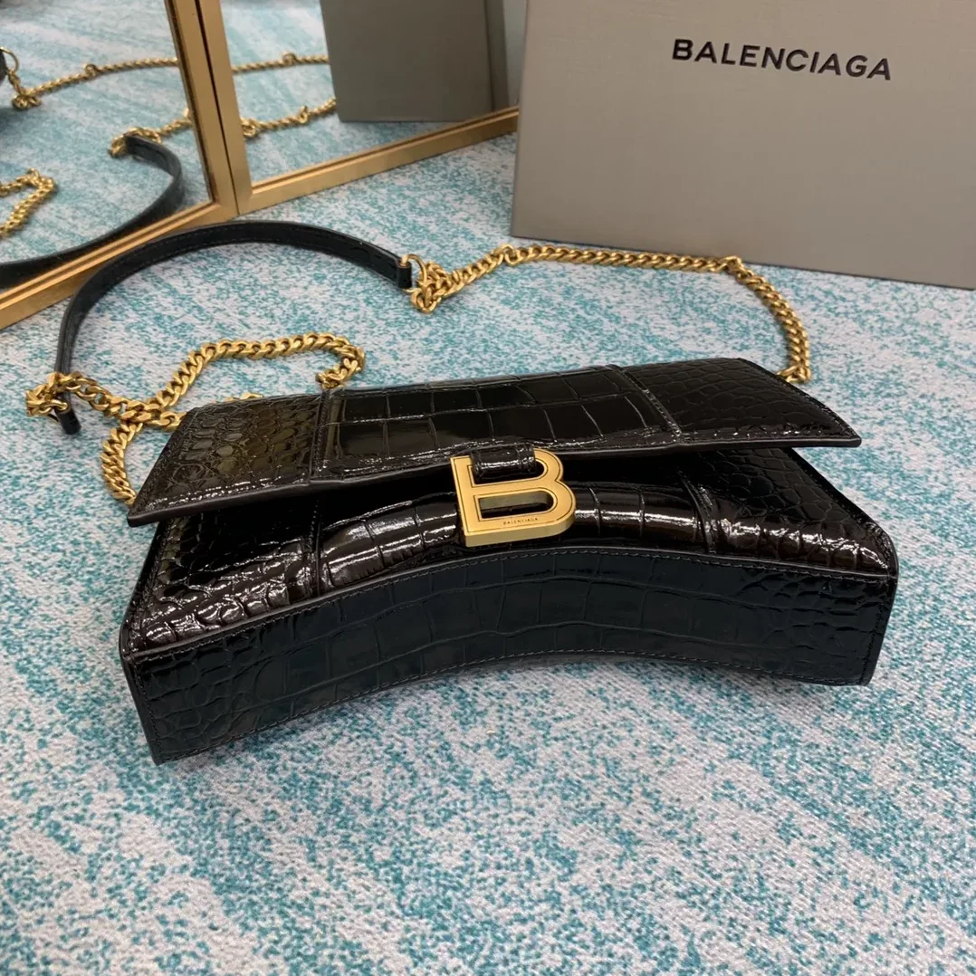 Balenciaga XS Hourglass Shoulder Bag Black /