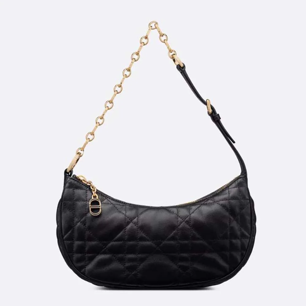 Dior CD Lounge Bag Black Supple Macrocannage Lambskin for Women