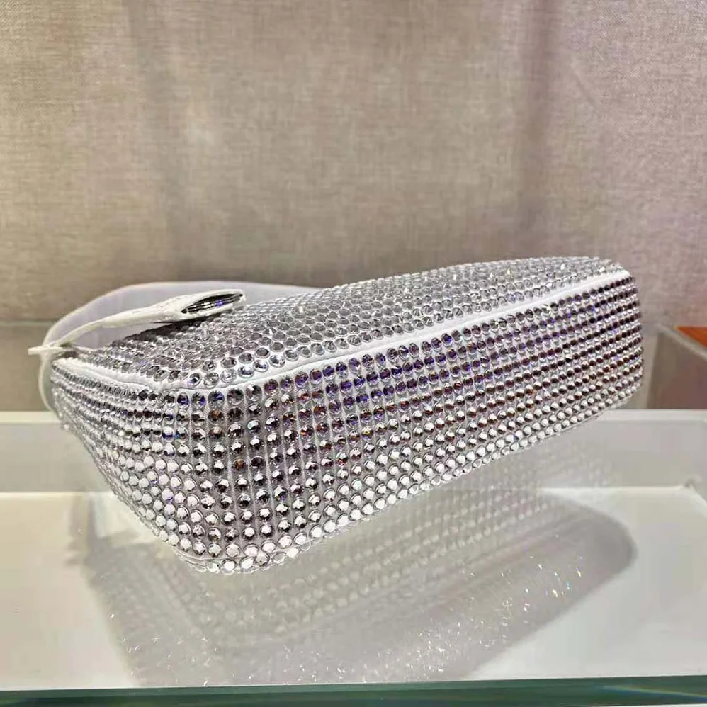 Prada Satin Mini-Bag with Artificial Crystals for Women in White