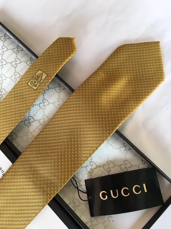 Gucci Silk Tie Yellow GG for Men