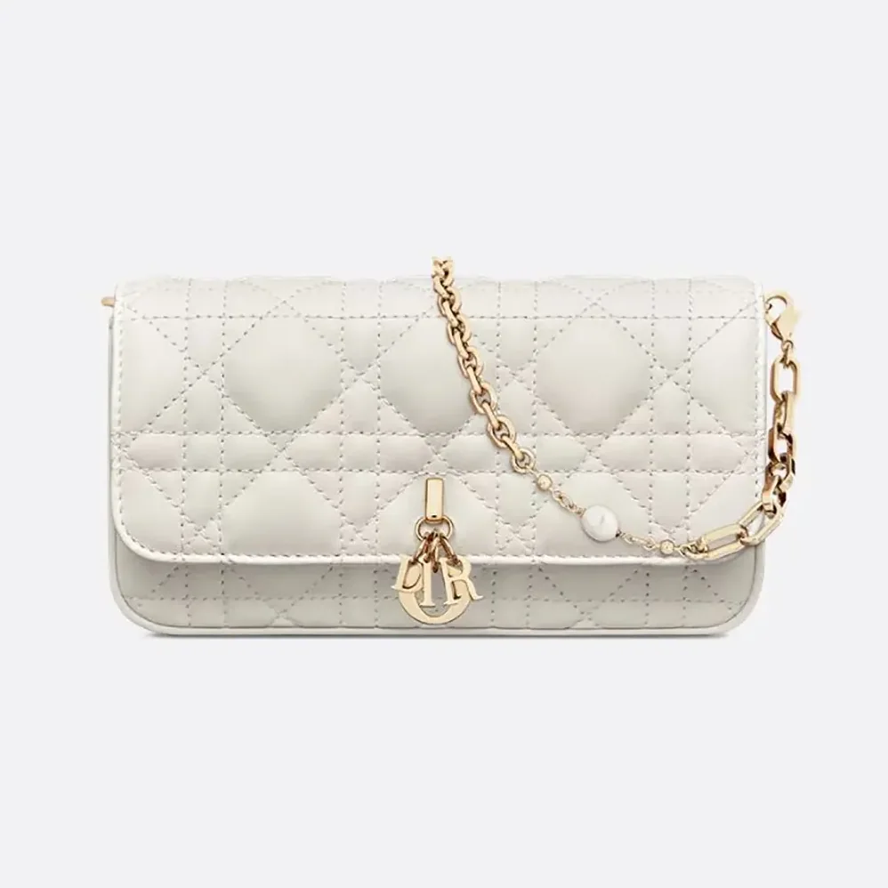 Dior Lady Dior Phone Pouch Latte Cannage Lambskin for Women Dior Lady Dior Phone Pouch Latte Cannage Lambskin for Women