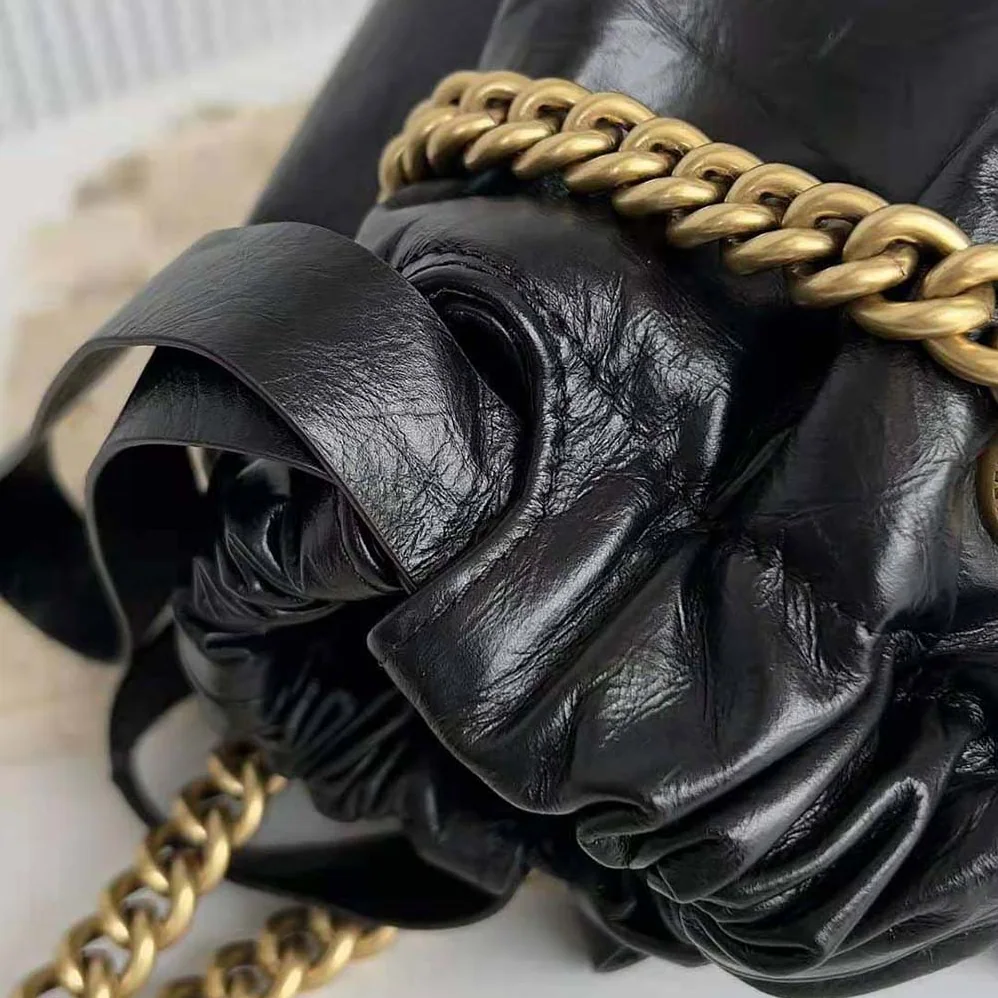 Balenciaga Crush Medium Tote Bag in Black Crushed Calfskin for Women Balenciaga Crush Medium Tote Bag in Black Crushed Calfskin for Women