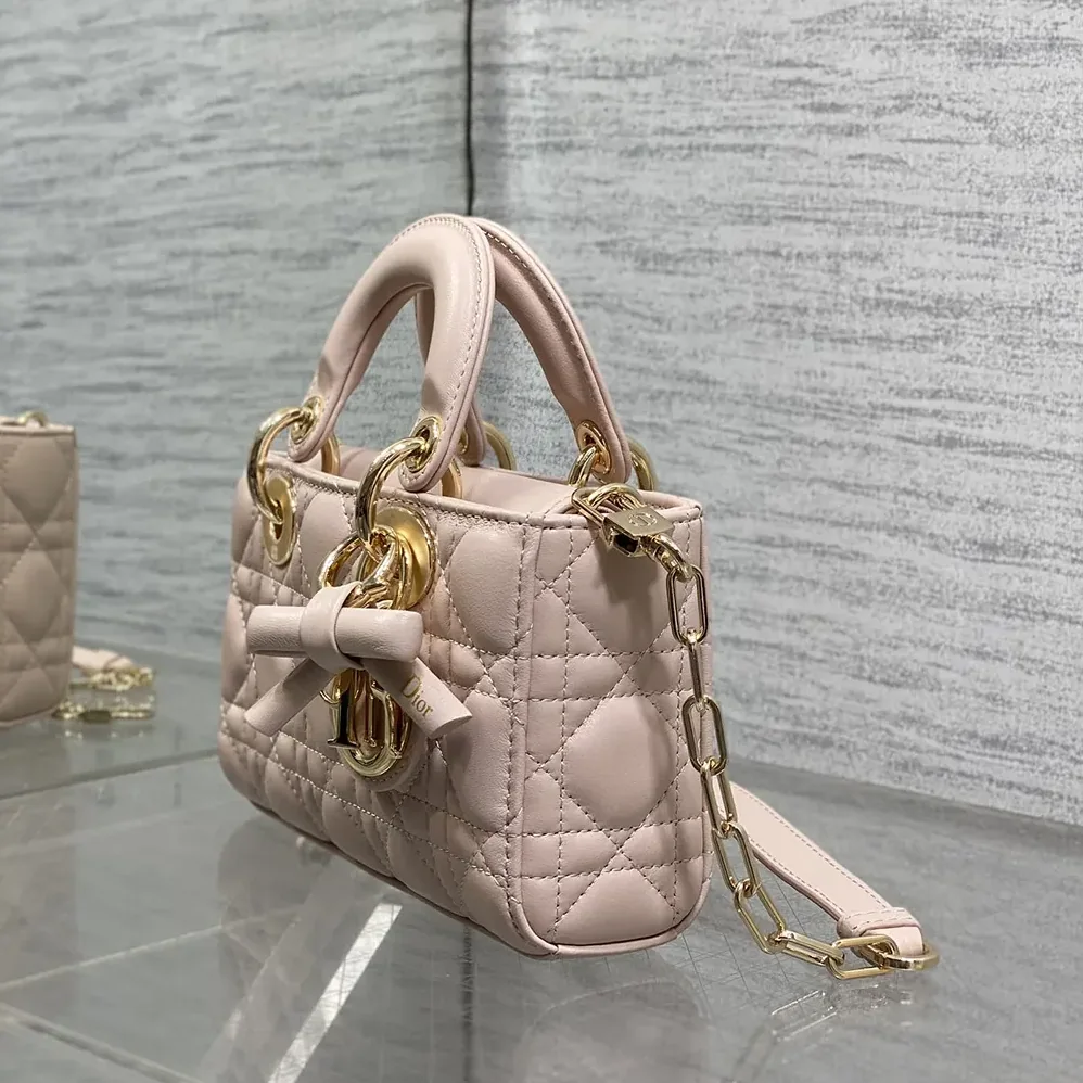 Dior Mini Lady D-Joy Bag Rose Soupir Cannage Lambskin for Women