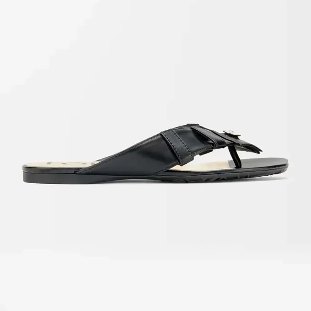 Loewe Toy Panta Toe Post Sandal in Lambskin for Women in Black Loewe Toy Panta Toe Post Sandal in Lambskin for Women in Black