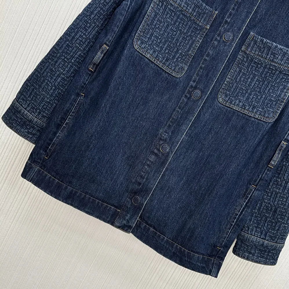 Fendi Dark Blue Denim Go for Women in To Jacket