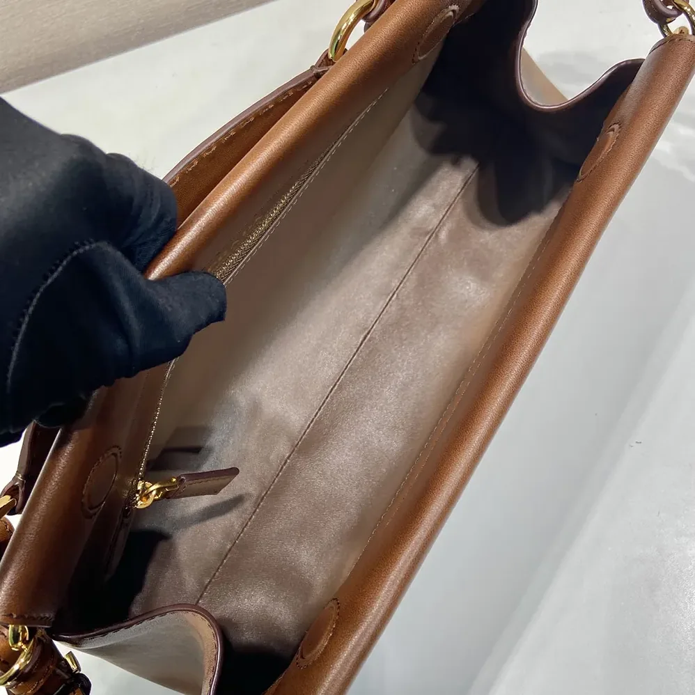 Prada Enchaîné Medium Leather Bag for Women in Brown