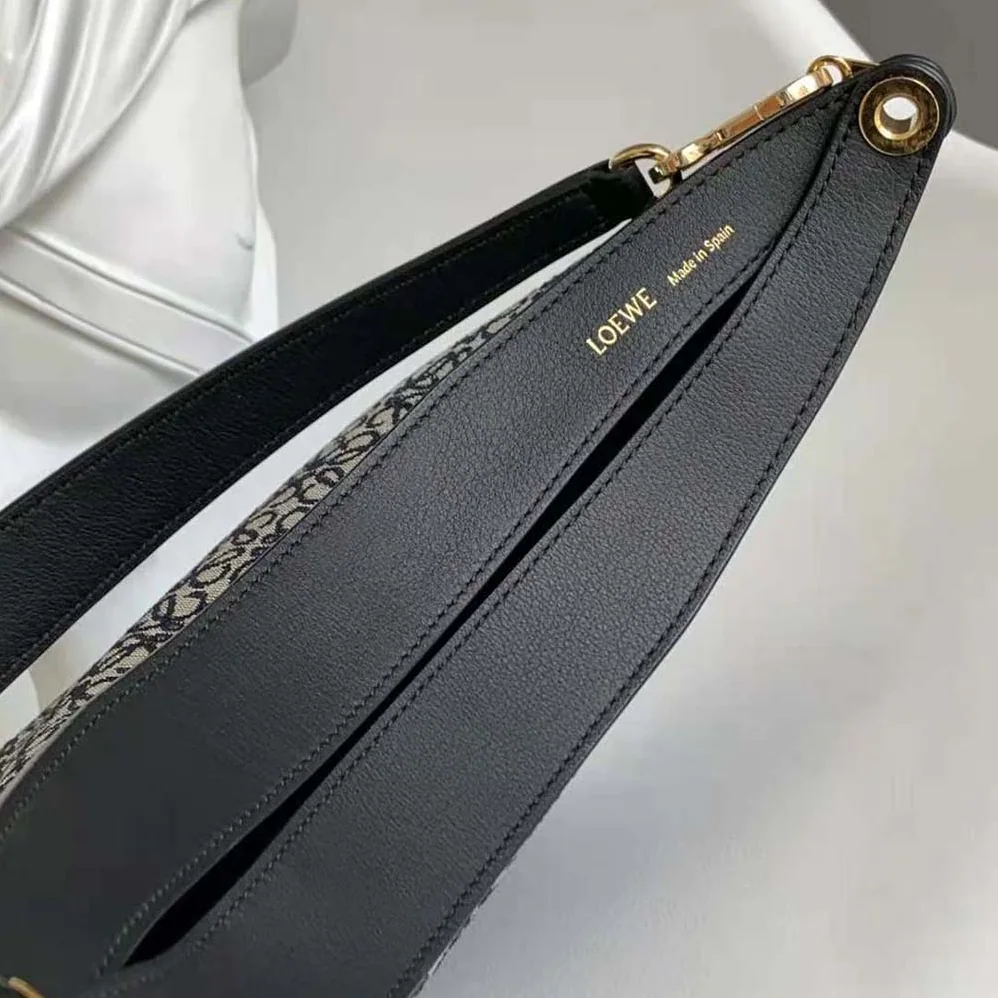 Loewe Luna Bag in Anagram Jacquard and Classic Calfskin for Women in Black