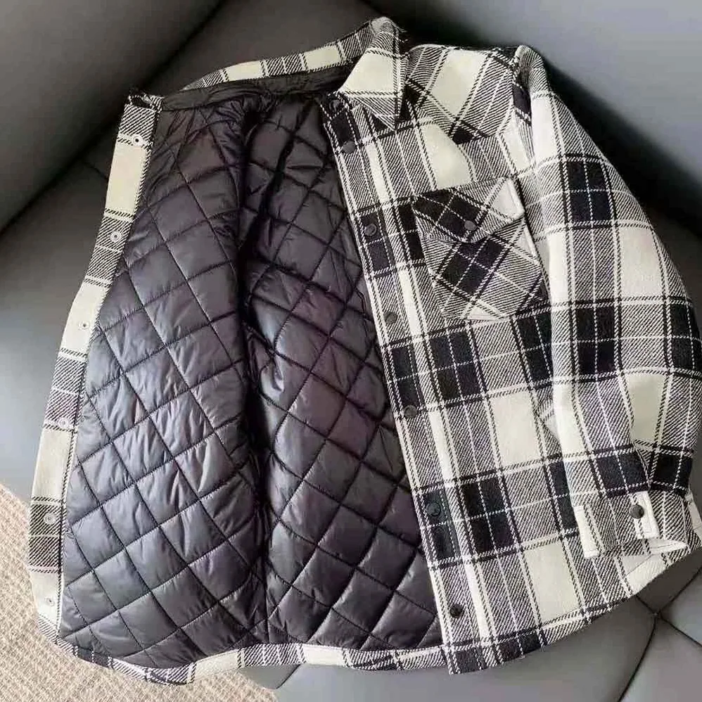 Celine Hooded Overshirt in Checked Wool for Women