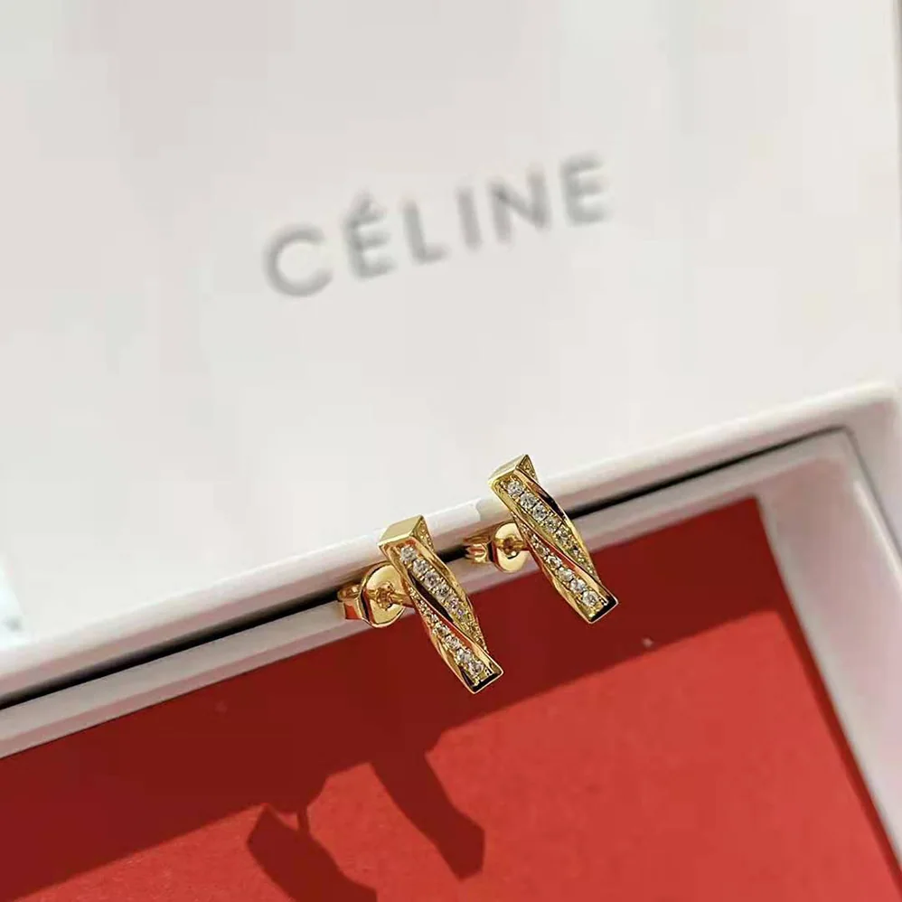 Celine Edwige Studs in Brass with Gold Finish and Crystals for Women Celine Edwige Studs in Brass with Gold Finish and Crystals for Women