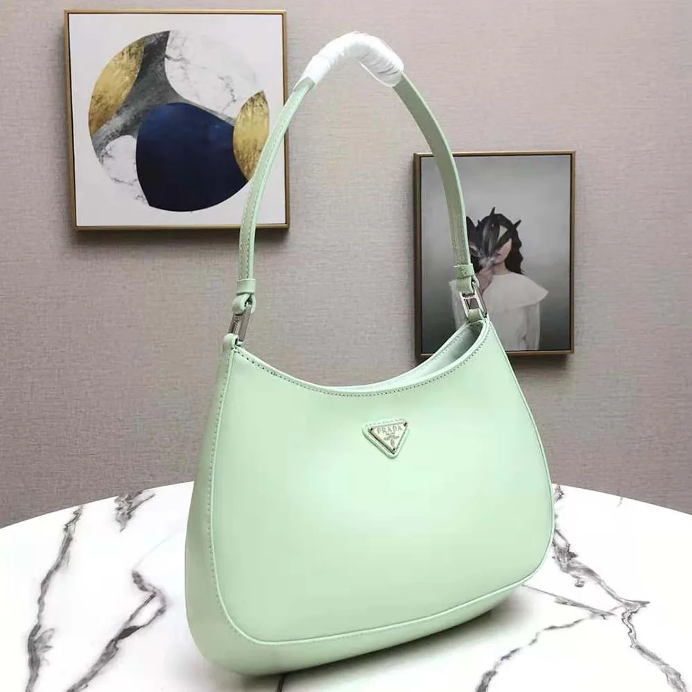 Prada Cleo Brushed Leather Shoulder Bag in Lime Prada Cleo Brushed Leather Shoulder Bag in Lime
