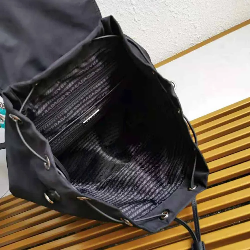 Prada Nylon and Saffiano Leather Backpack for Women in Black Prada Nylon and Saffiano Leather Backpack for Women in Black